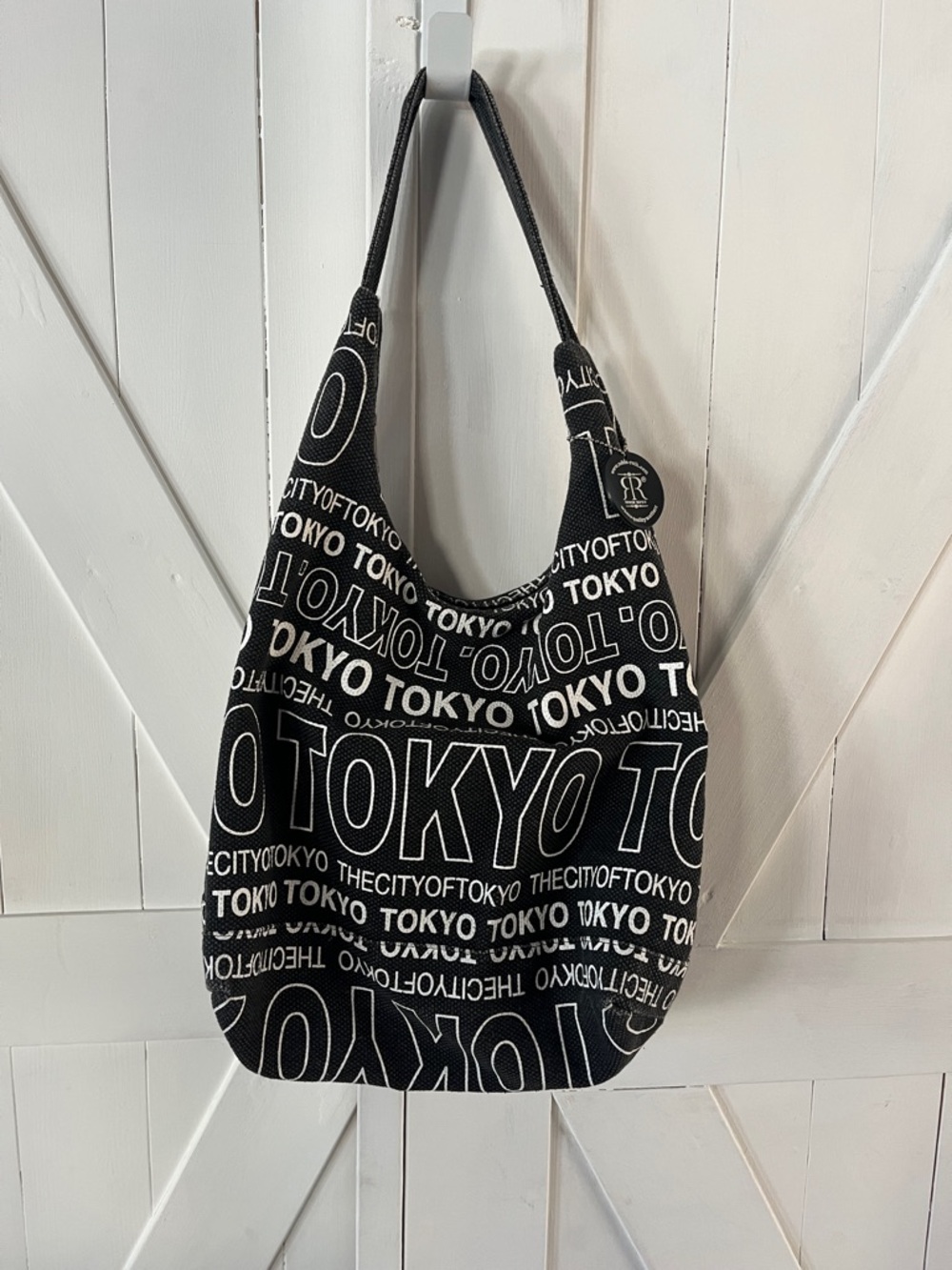 Black Tokyo Graphic Hobo Bag by Robin Ruth